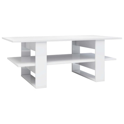 Coffee Table High Gloss White Chipboard - 110×55×42cm