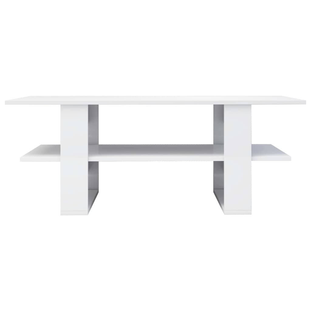 Coffee Table High Gloss White Chipboard - 110×55×42cm