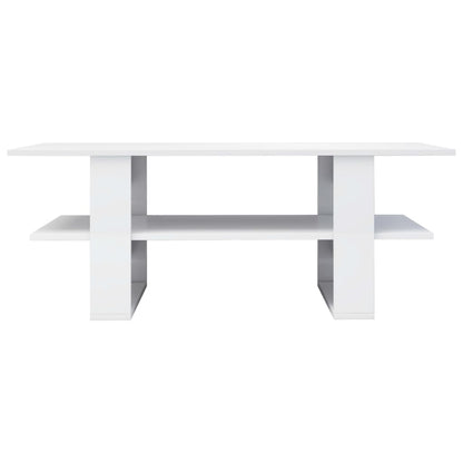 Coffee Table High Gloss White Chipboard - 110×55×42cm