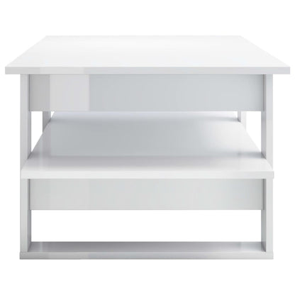 Coffee Table High Gloss White Chipboard - 110×55×42cm