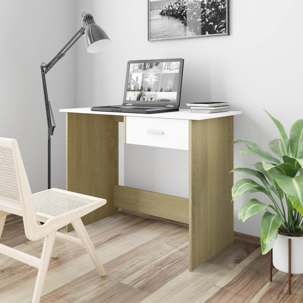  Desk White and Sonoma Oak -Chipboard