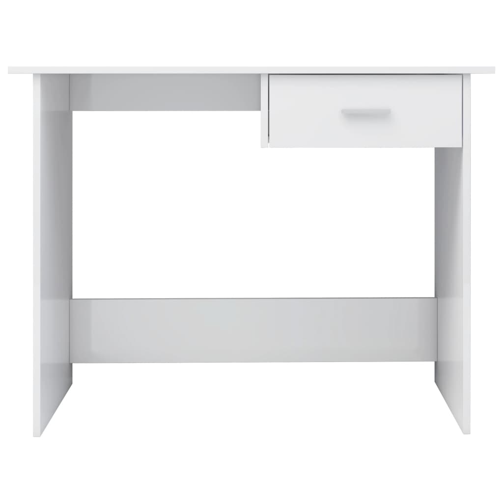 Desk High Gloss White Chipboard - 100×50×76cm