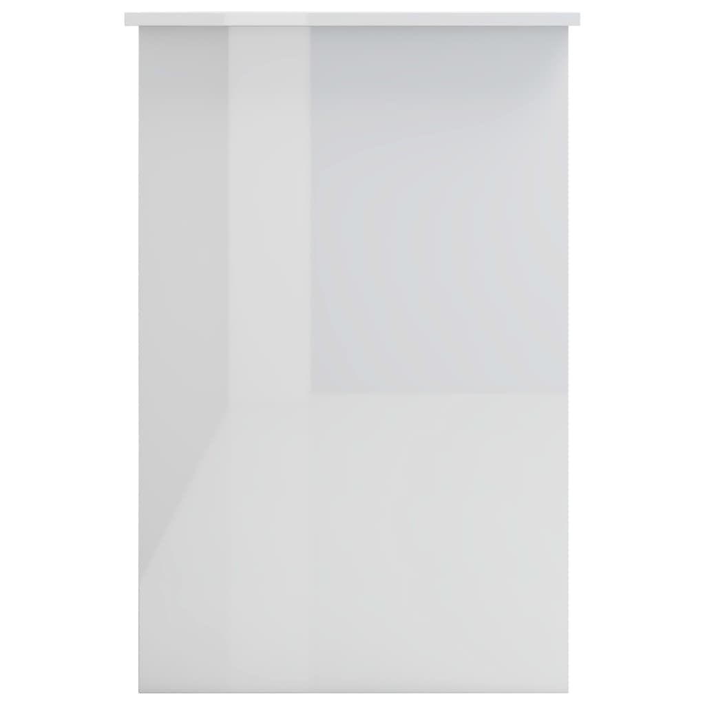 Desk High Gloss White Chipboard - 100×50×76cm