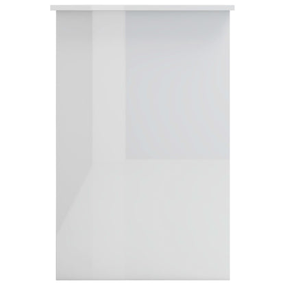 Desk High Gloss White Chipboard - 100×50×76cm