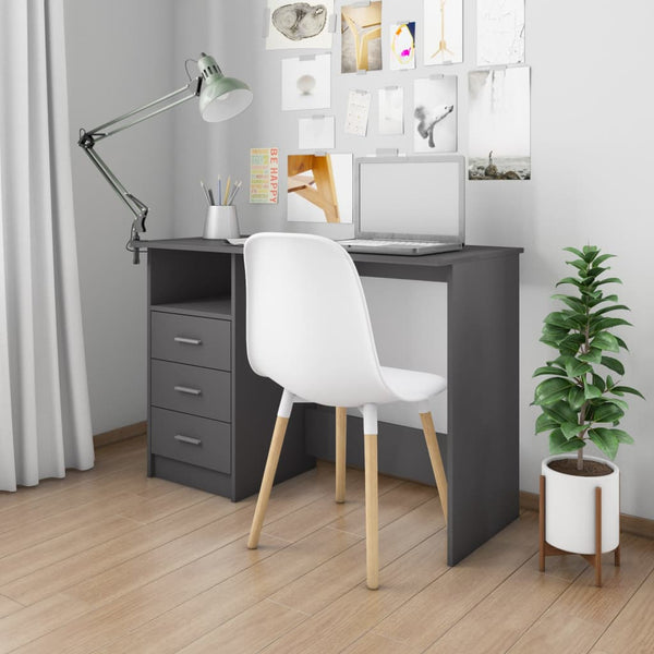  Desk with Drawers Grey  Chipboard