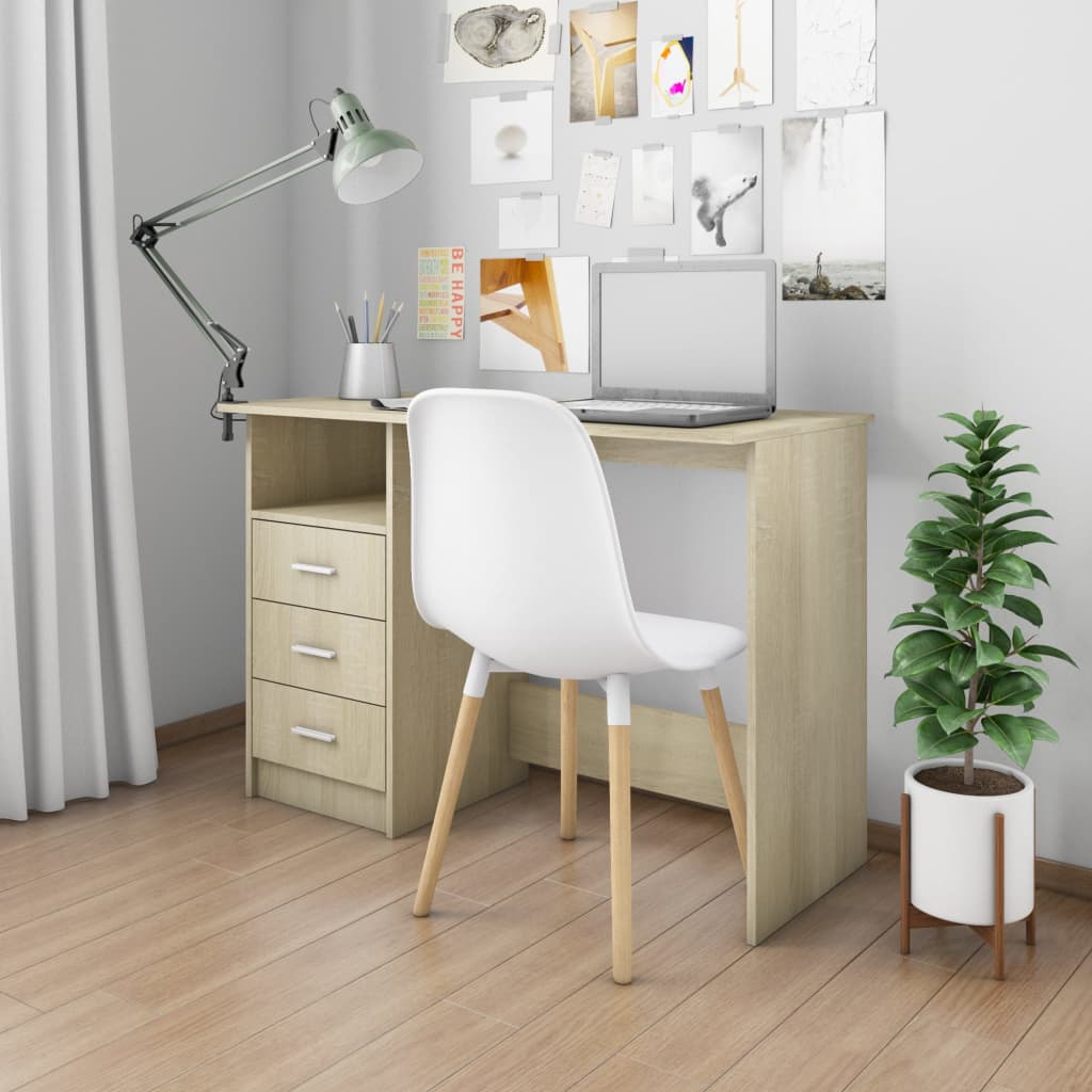 Desk with Drawers Sonoma Oak  Chipboard