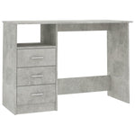 Desk with Drawers Concrete Grey Chipboard
