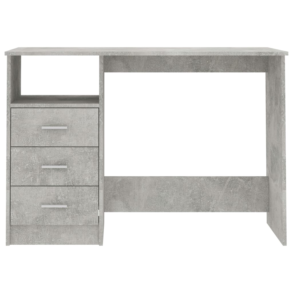 Desk with Drawers Concrete Grey Chipboard