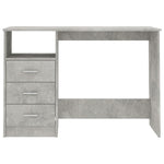 Desk with Drawers Concrete Grey Chipboard