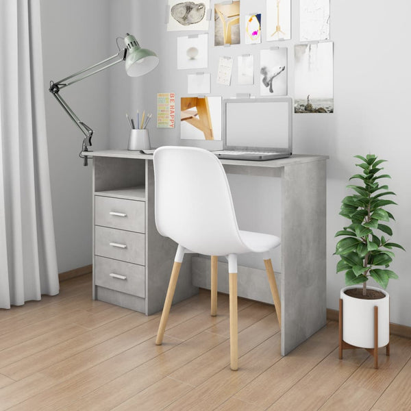  Desk with Drawers Concrete Grey Chipboard
