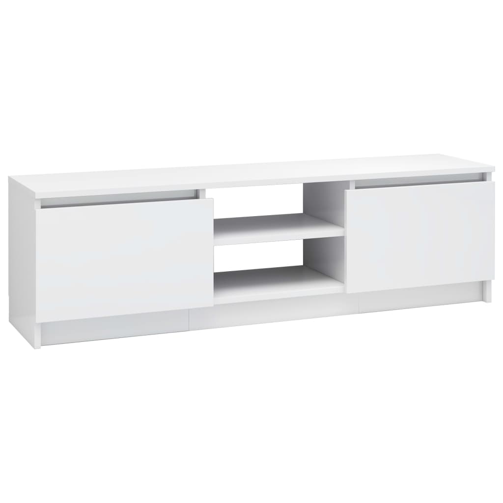 TV Cabinet High Gloss White Chipboard - 120×30×35.5cm