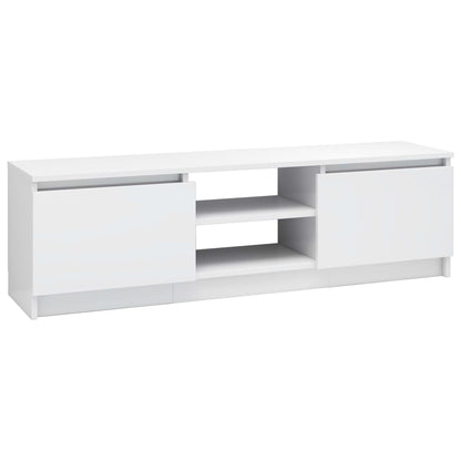 TV Cabinet High Gloss White Chipboard - 120×30×35.5cm