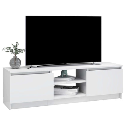 TV Cabinet High Gloss White Chipboard - 120×30×35.5cm