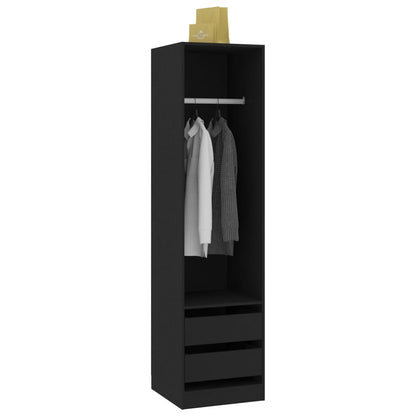 Wardrobe with Drawers Black Chipboard