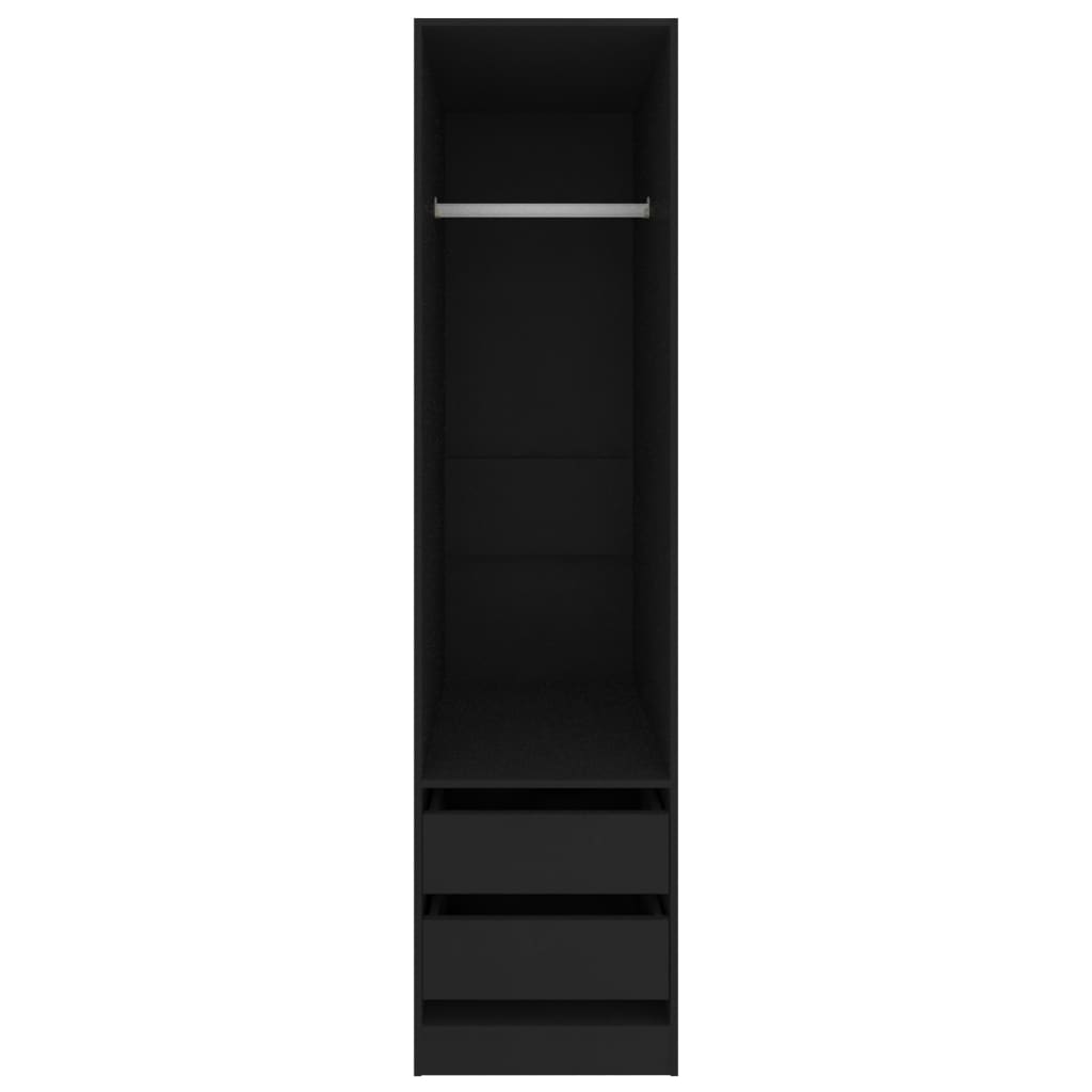 Wardrobe with Drawers Black Chipboard
