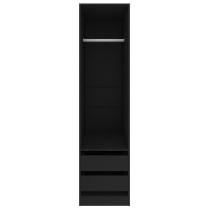 Wardrobe with Drawers Black Chipboard