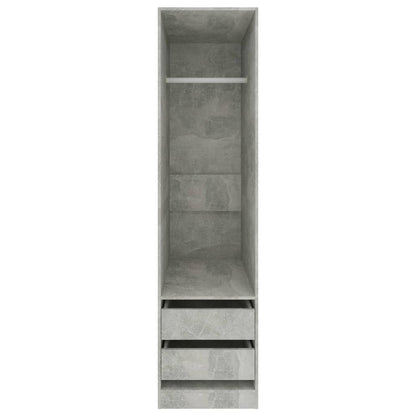 Wardrobe with Drawers Concrete Grey Chipboard