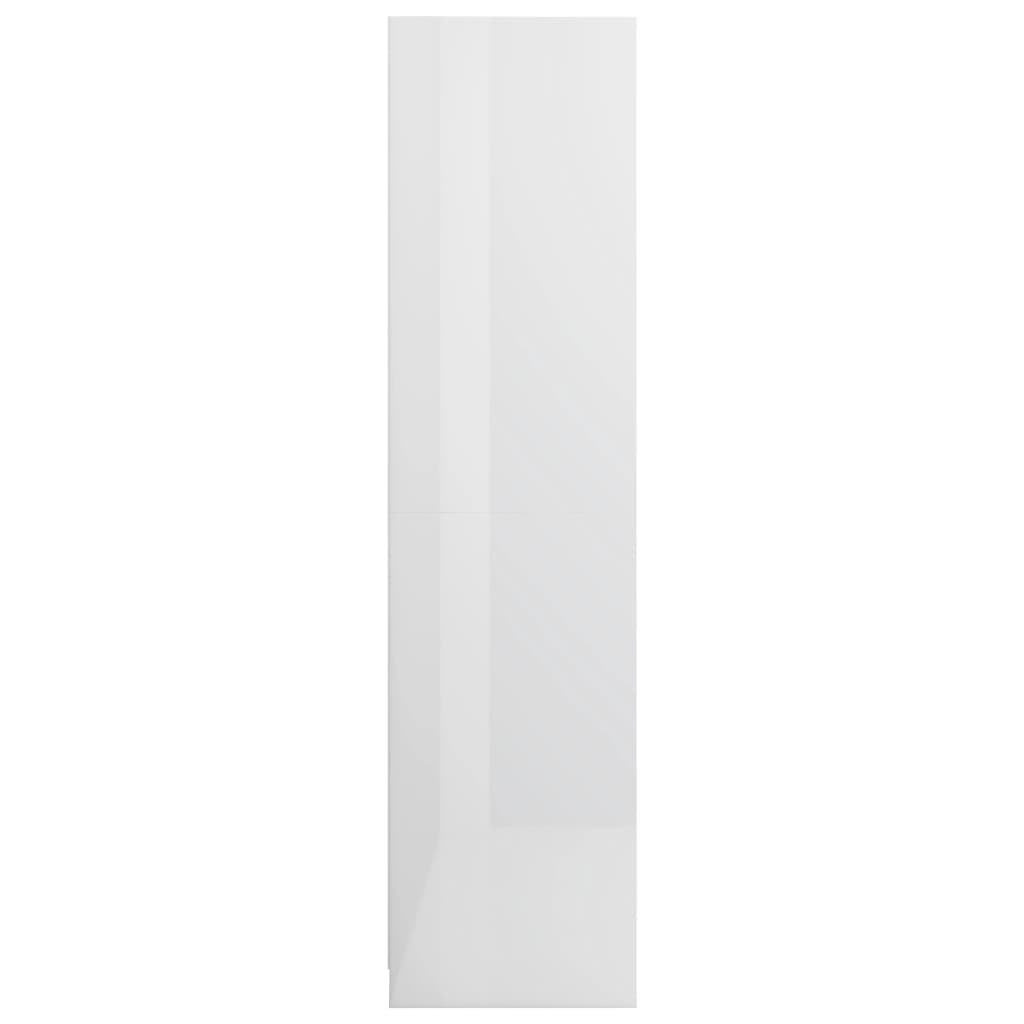 Wardrobe with Drawers High Gloss White Chipboard