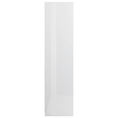 Wardrobe with Drawers High Gloss White Chipboard