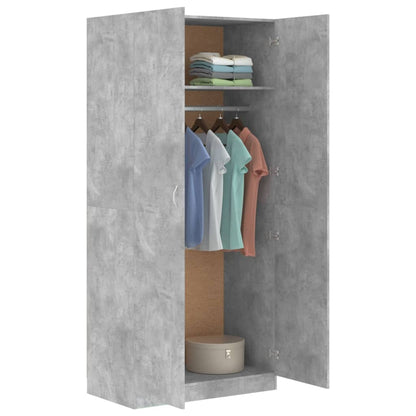 Wardrobe Concrete Grey Chipboard - 90×52×200cm
