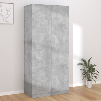 Wardrobe Concrete Grey Chipboard - 90×52×200cm