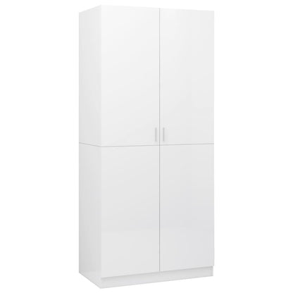 Wardrobe High Gloss White Chipboard - 90×52×200cm