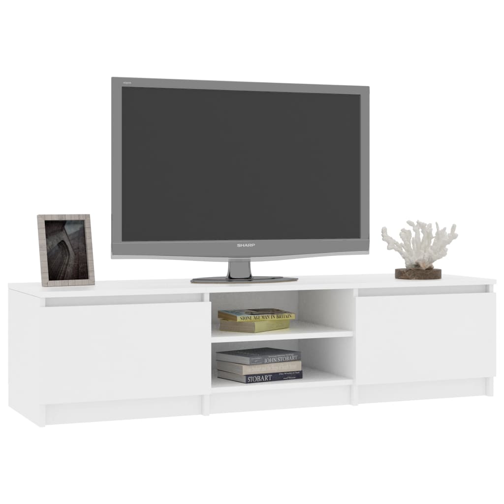 TV Cabinet White Chipboard - 140×40×35.5cm
