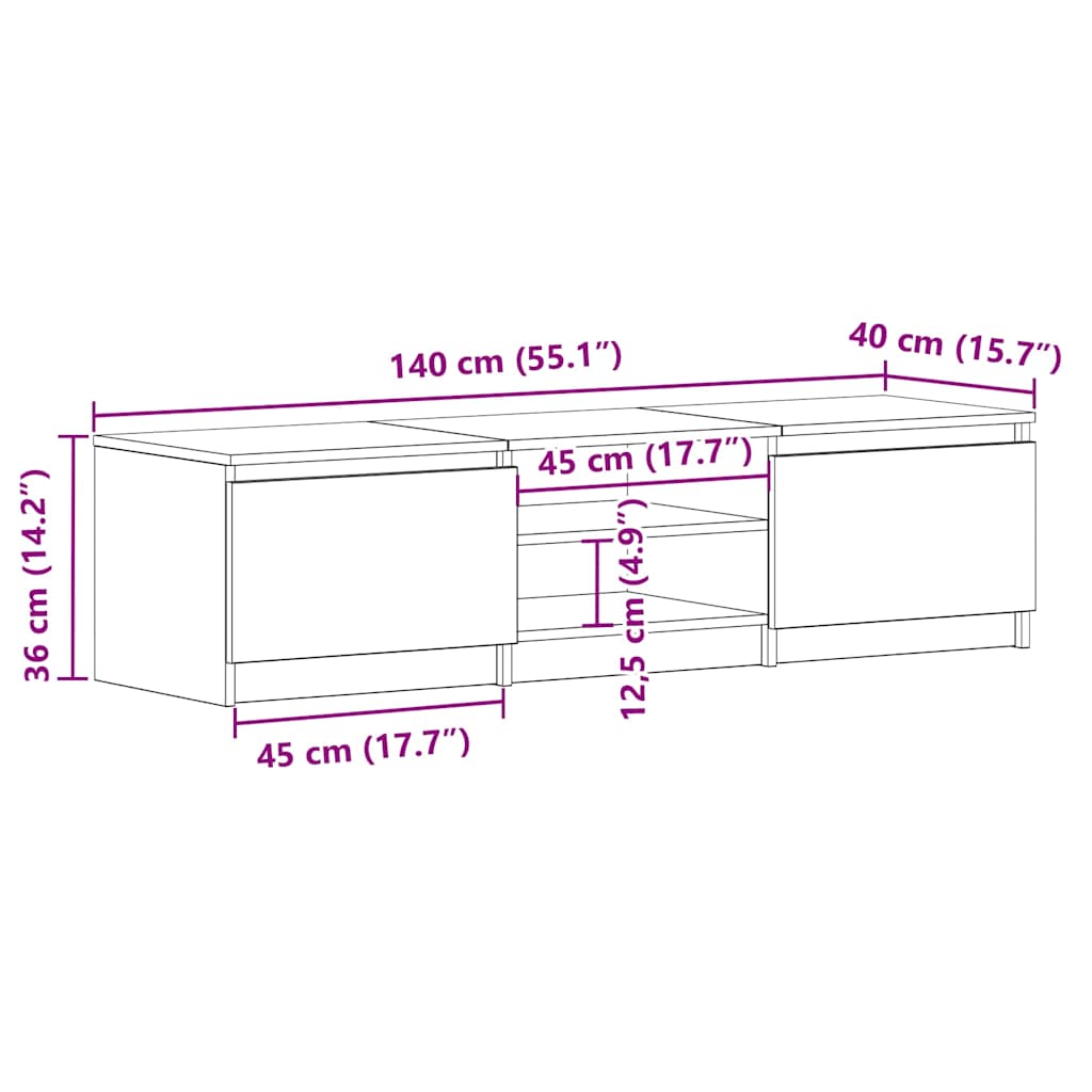 TV Cabinet Black 140cm Entertainment Unit | HomeAndLiving