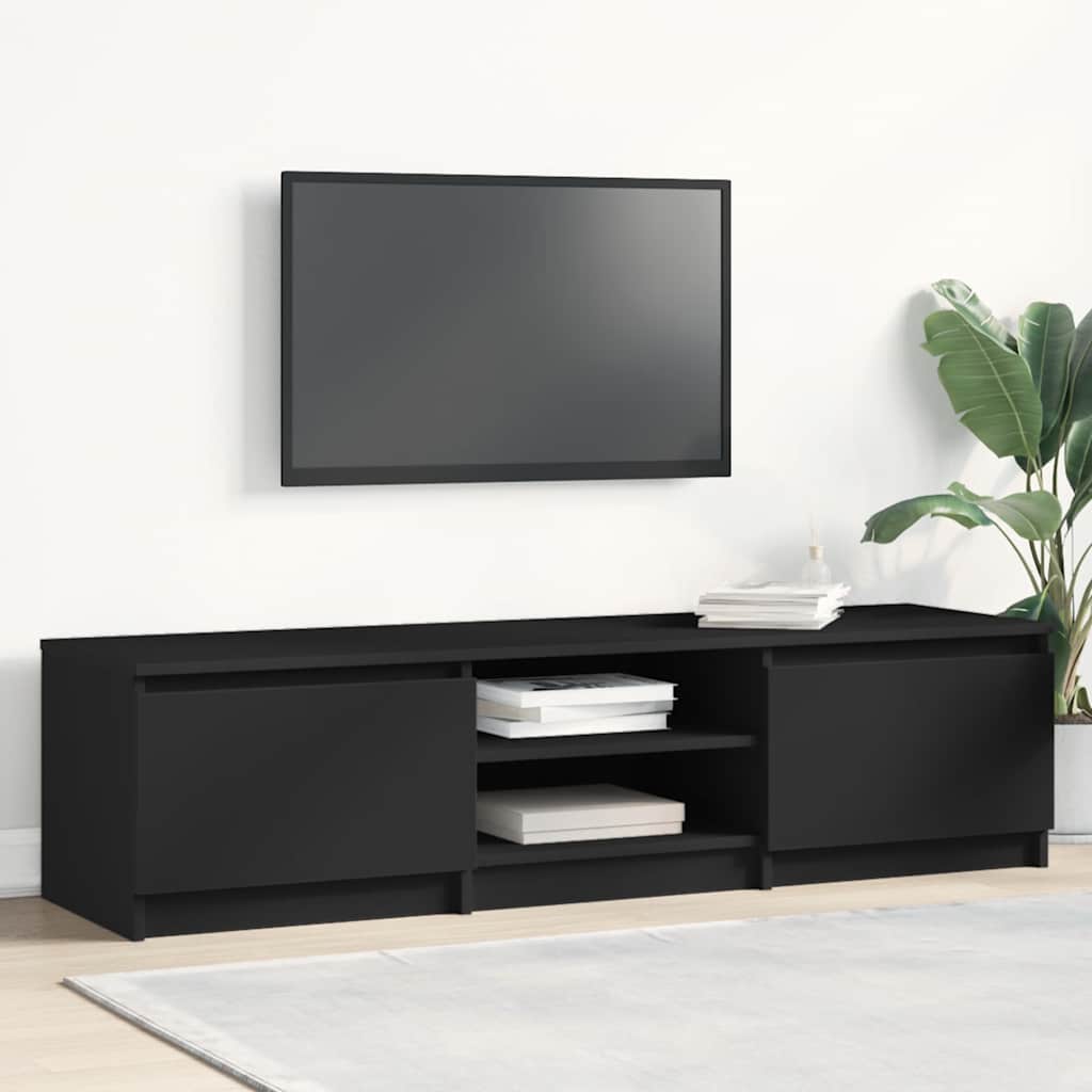 TV Cabinet Black 140cm Entertainment Unit | HomeAndLiving