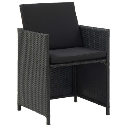 5 Piece Outdoor Dining Set with Cushions Poly Rattan Black - 123×60×74cm