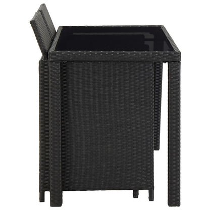 5 Piece Outdoor Dining Set with Cushions Poly Rattan Black - 123×60×74cm