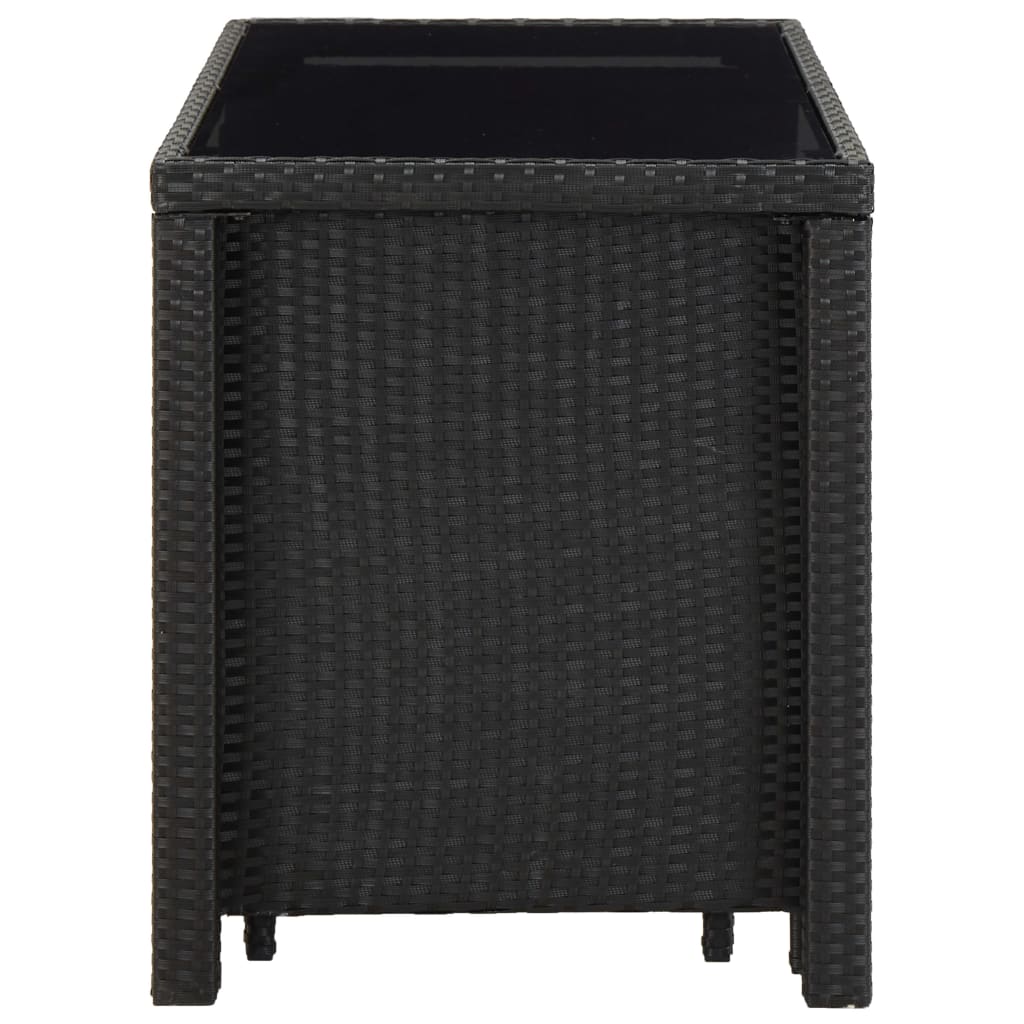 5 Piece Outdoor Dining Set with Cushions Poly Rattan Black - 123×60×74cm