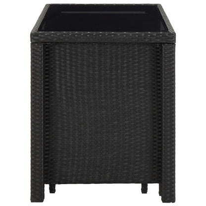 5 Piece Outdoor Dining Set with Cushions Poly Rattan Black - 123×60×74cm