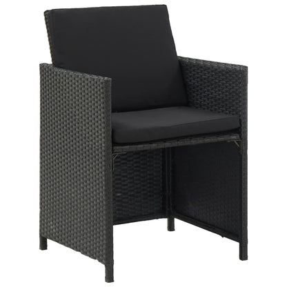 9 Piece Outdoor Dining Set with Cushions Poly Rattan Black - 109×109×74cm