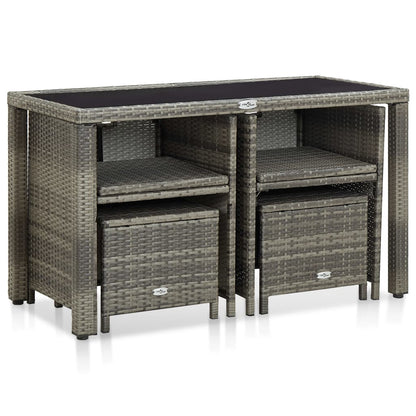 5 Piece Outdoor Dining Set with Cushions Poly Rattan Grey - 123×60×74cm
