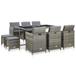 11 Piece Outdoor Dining Set with Cushions Poly Rattan Grey