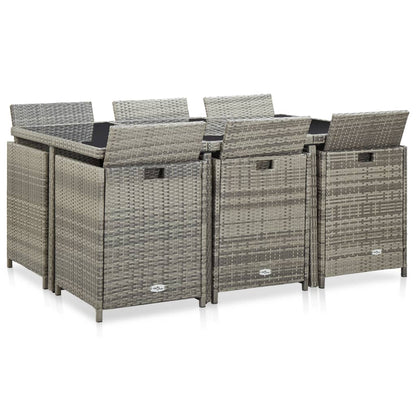11 Piece Outdoor Dining Set with Cushions Poly Rattan Grey - 52×56×85cm