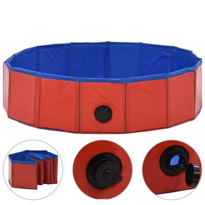 Foldable Dog Swimming Pool Red PVC S