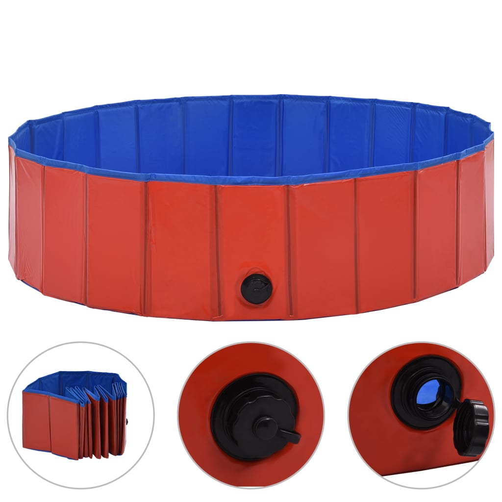 Foldable Dog Swimming Pool Red PVC M