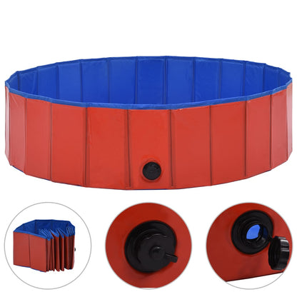 Foldable Dog Swimming Pool Red PVC M