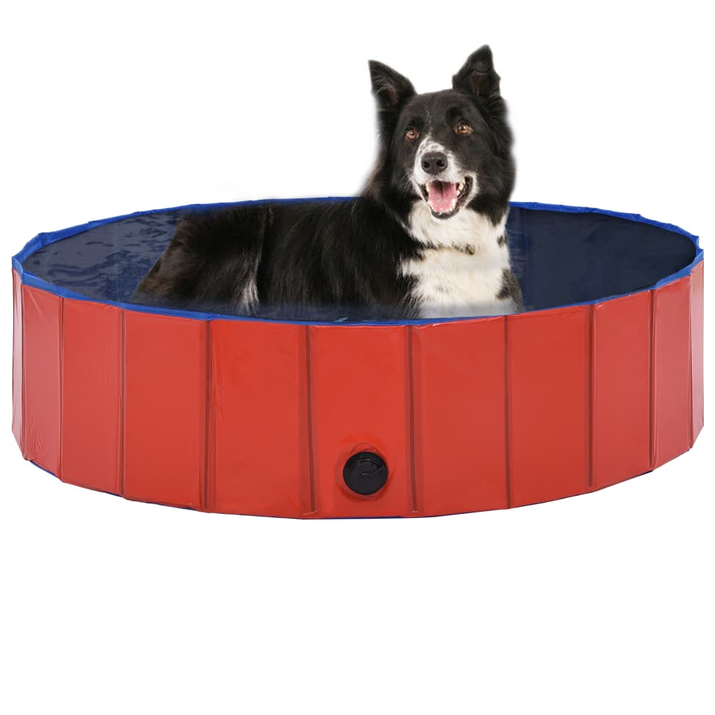Foldable Dog Swimming Pool Red PVC M