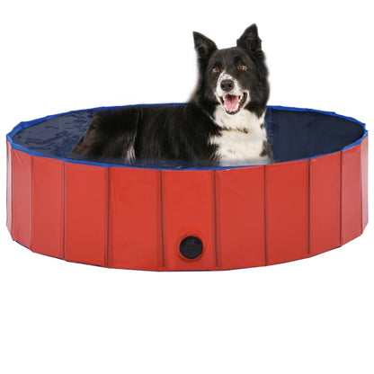 Foldable Dog Swimming Pool Red PVC M