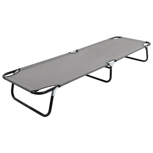 Folding Camping Cot Grey Steel - 190×58×28cm