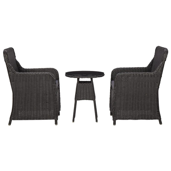  3 Piece Garden Bistro Set with Cushions Poly Rattan Black