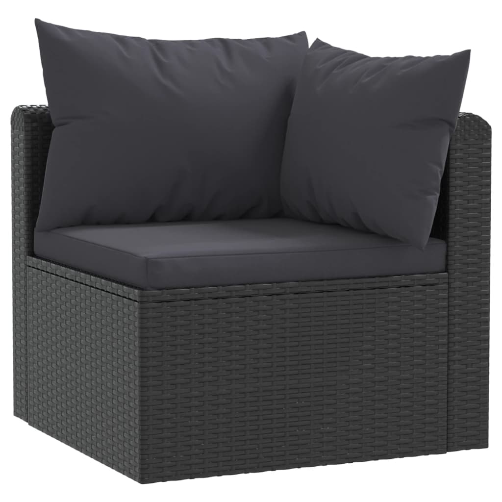 9 Piece Garden Lounge Set with Cushions Poly Rattan Black - 50×60×33cm