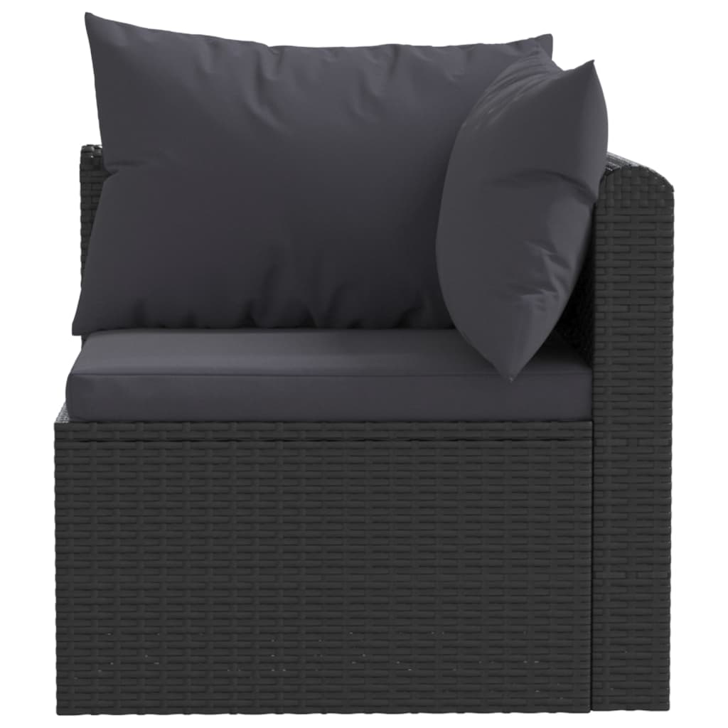 9 Piece Garden Lounge Set with Cushions Poly Rattan Black - 50×60×33cm