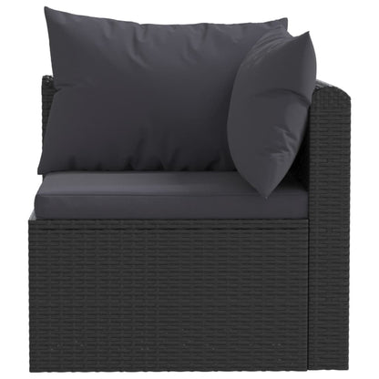 9 Piece Garden Lounge Set with Cushions Poly Rattan Black - 50×60×33cm
