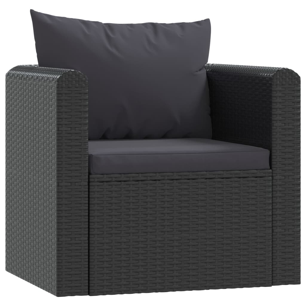 9 Piece Garden Lounge Set with Cushions Poly Rattan Black - 50×60×33cm
