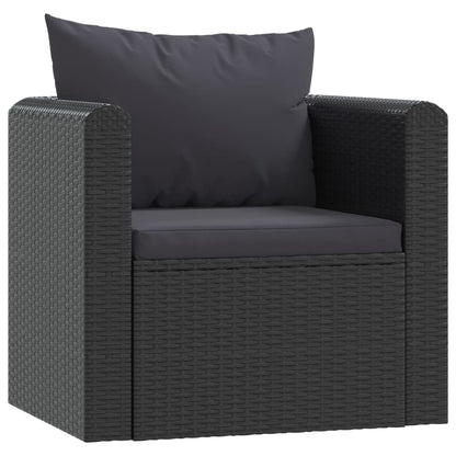 9 Piece Garden Lounge Set with Cushions Poly Rattan Black - 50×60×33cm