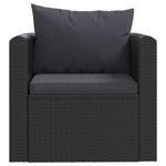 Single Sofa with Cushions Poly Rattan Black